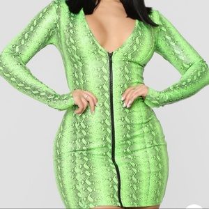 Lime Green Snakeskin Dress
